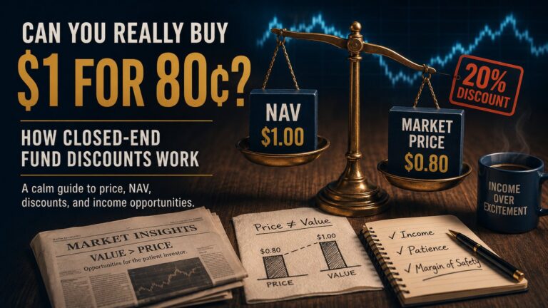 Illustration of an investor buying one dollar of assets for eighty cents, showing value investing, discount to value and margin of safety.